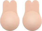 [MITALOO] Sticky Bra Push Up Lift Nipple Covers Adhesive Strapless Invisible Backless Bras Plunge Reusable for Women Beige