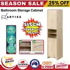 185cm Bathroom Tallboy Toilet Storage Cabinet Laundry Cupboard Adjustable Oak