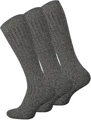 [lavendel] Norwegian Men's Knee Socks with Soft Plush Sole, 3 Pairs, No Elastic Waistband, Breathable Winter Socks with Padded Sole