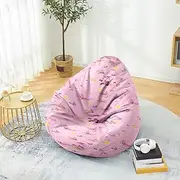 Lukery Bean Bag Chair Cover, Stuffed Animal Storage Bean Bag Chair Cover Kids Adults(No Filler), Butterfly Print Indoor Bean Bag Covers Sofa Gaming Storage Bag Lazy Lounger (80x90cm,Pink)