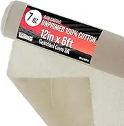 U.S. Art Supply 7-Ounce Unprimed 12" Wide x 2 Yards (6 Feet) Long Unstretched Canvas Roll - 100% Cotton, Woven, Acid-Free - Oil & Acrylic Painting, Murals, Backdrop - Cut to Stretcher Bar Frame Size