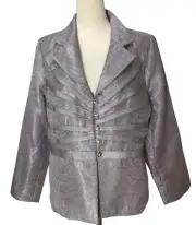 Victor Costa Occasion Women’s Silver Metallic Lined Jacket Blazer Size Large