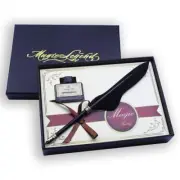 Featty Gift Cool Stationery Set Feather Dip Pen Quill Writing PenBlack