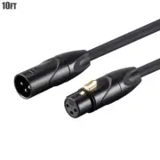 10FT 3 Pin XLR Microphone Patch Cable Balanced Male To Female Mic Cord Lead Gold