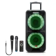 QFX PBX-1220 Dual 12" Rechargeable Speaker+TWS+AUX/USB/TF/FM+Wired/Wireless Mic