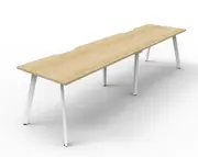 RAPIDLINE RAPID ETERNITY SINGLE SIDED WORKSTATION No Screen 2 Person W1500 x D750 x H730mm (per user) Natural Oak Top White Frame