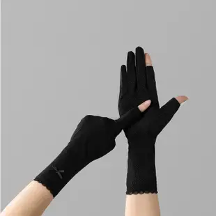 【OTOBAI】 機車手套 防曬手套 蕾絲露指加長手套 露指手套 棉質 抗UV 防紫外線 防滑 lace glove