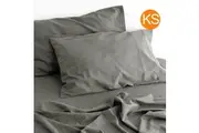 Amor Luxurious Linen Cotton Sheet Sets Flat Fitted Sheet Pillowcases Grey