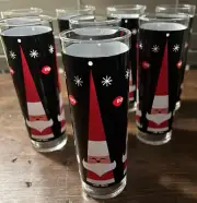 8 Dairy Queen DQ Holt Howard Christmas Tall 7" Santa Glasses Atomic Star MCM