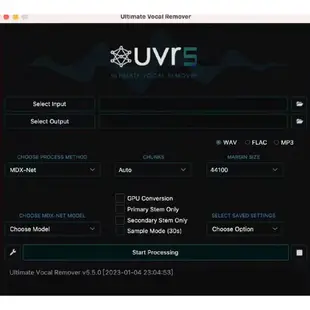 【專業軟體】UVR5 MAC/m1 intel版伴奏消音軟件 人聲提取
