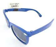 SUNBELT KIDS SUNGLASSES 047K RETRO SPECS BLUE FRAME GRAY LENS UVA UVB PROTECTION