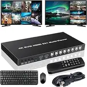 HDMI MultiViewer 8x1 with KVM Function, 4K@30Hz HDMI Quad MultiViewer Share 8 Computers simultaneously, Allowing Them to Share a Set of Keyboard and Mouse simultaneously, with IR Remote Control