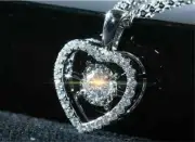 1.40Ct Round Cut Real Moissanite Heart Pendant 14K White Gold Plated Free Chain