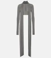 [Alex Perry] Alex Perry Scarf-detail embellished jersey crop top AU 14 grey
