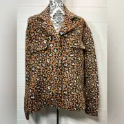 Simply Southern Shacket Womens XL Leopard Print Fuzzy Pockets Mob Wife Corpcore