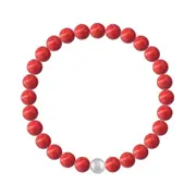 Red Coral Pearl Bracelet Made with Swarovski Crystals