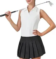 [Turnhier] Womens Sleeveless Golf Polo Shirts Quick Dry Collared V Neck Tennis Athletic Tank Tops