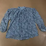 ASOS DESIGN Women's Size 2 Blue Leopard Print Long Sleeve High Neck Top NWT