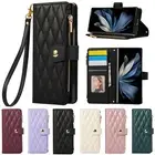 For Samsung Galaxy Z Fold6/5/4/3 Leather Crossbody Strap Folio Wallet Phone Case