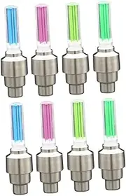 8Pcs Bike Wheel Lights Tire Valve Cap Lamps Auto Off Shockproof Design Compatible with Mountain Road Bikes Random Colors