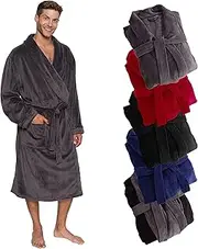 [Ross Michaels] Mens Plush Shawl Collar Kimono Bathrobe Robe