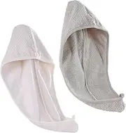 HONITANO 2pcs Microfiber Hair Drying Caps Absorbent Fast Dry Hair Hats for Quick Drying Lightweight and Portable for Home Travel Use Random Color Random Color