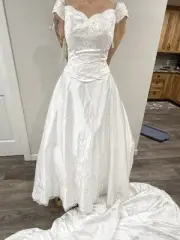 Alfred Angelo Wedding Dress Size 8 White Beaded Sequin