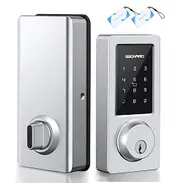 Keyless Entry Door Lock, Smart Deadbolt Lock with Bluetooth App, Electronic Keypad, IC Card, Spare Keys, Security Waterproof Smart Lock Easy Install USB Ideal for Home Use, Office, Hotel.(Sliver)