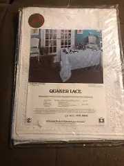 Quaker Lace Tablecloth CHRISTMAS Yuletide Fancy Square 45”x 45” White NIP 1226