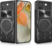 Case for Google Pixel 9 Pro Fold, Military Grade Shockproof Bumper Magnetic 360° Rotate Ring Kickstand Lens Slider Phone Case Cover for Pixel 9 Pro Fold