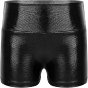[FEESHOW] Girls Wet Look Shorts Shiny Athletic Shorts Sweatshorts Stretchy Training Short Fitness Dancewear