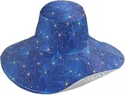 [Yoogain] Blue Flowers Foldable Sun hat for Women for Gardening Decorative Sun Protection Hats for Curly Hair Women Stylish Gorro para el sol, Blue Flowers, One Size