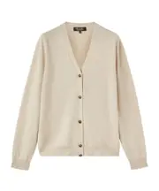 Button long-sleeved knitted cardigan IT40 natural color mixing