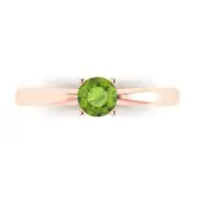 0.50 Round Cut Natural Peridot Wedding Bridal Promise Ring Real 14k Rose Gold
