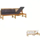 Solid Wood Acacia Day Bed with Cushion Chaise Lounge Bed Cream/Grey vidaXL