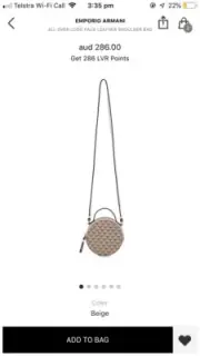 Emporio Georgio Armani All Over Logo Mini Crossbody Bag RRP: $286 BNWT