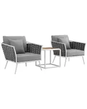 Modway Stance 3pc Outdoor Patio Aluminum Sectional Sofa Set
