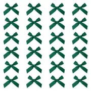 24 Pcs Mini Ribbon Bow 1.8 Inch Mini Fabric Satin Ribbon Dark Green