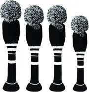 IEFIEL 4-Piece Breathable Knitted Golf Club Headcovers + Cap Cover - Optimized for 1, 3, 5 Woods on Fairway Courses