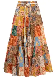 Zimmermann Junie Patchwork Cotton Midi Skirt - Multicoloured - 3 (UK 14 / L) 3 (UK 14 / L)