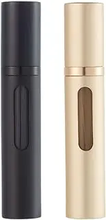 AlxMuNao 2Pcs Perfume Atomizer Refillable,Empty Portable Cologne Dispenser,Mini Aftershave Sprayer for Men and Women 5ML（Black&Gold）