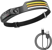 230° Ultra-Light Motion-Sensing Headlamp, Wave Pro Rechargeable Headlamp, Wave Pro Headlamp, Rechargeable LED Headband Wide Beam Head Lamp LED with Motion Sensor (1PCS)