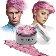 120g Temporary Pink Hair Color Wax with Dye Brush, Instant Natural Hairstyle Cream, Disposable Coloring Mud for Men Women Youth, Washable Styling Pomades for Party Cosplay DIY Halloween