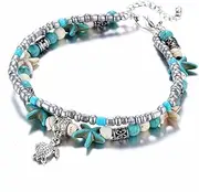 [Generic] Shell Starfish Beads Charms Stylish Chain Anklet For Women and Girls By Indian Collectible, Medium, Metal, no gemstone