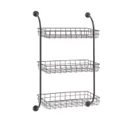 Litton Lane Decorative Shelving Metal Wall Accent Shelf w/ Suspended Baskets