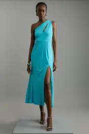 Petite Premium Viscose Jersey Bandeau Split Maxi Dress