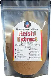 4oz Organic Red Reishi Mushroom Extracted from Real Mushroom Fruiting Bodies from Nammex | >30% Beta-Glucans | Ganoderma Lucidum, Ling Zhi 灵芝 | β-Glucan for Energy, Immune System
