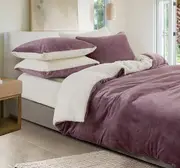 2-in-1 Teddy Sherpa Quilt Cover Set (Mauve, Double)