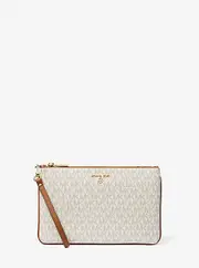 MK Large Logo Wristlet - Natural - Michael Kors