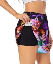 [GaxfjRu] Halloween Carnival Party Print Women's Running Shorts High Waisted Running Shorts Pocket Sporty Gym Elastic Short